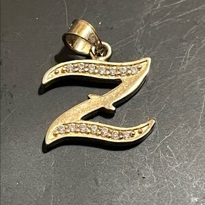 Gold Initial Pendant with Crystals
